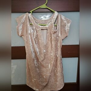 Vintage Juicy Couture Blush Pink Flutter Sleeve Blouse with Cut Out